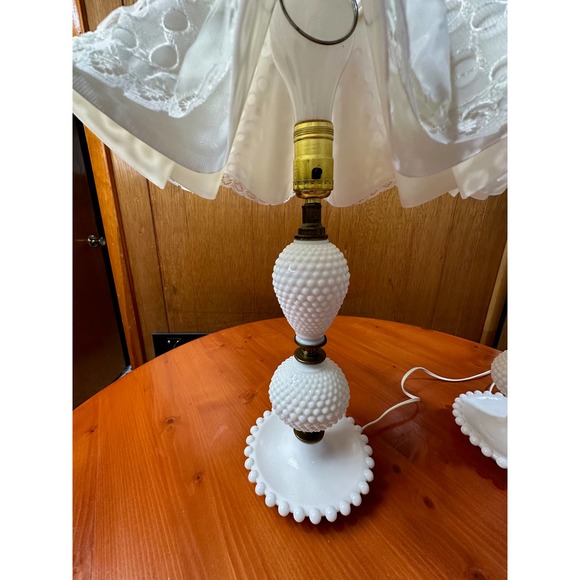 Vintage Milk Glass Hobnail Lamps - Set of 2 - Picture 7 of 11